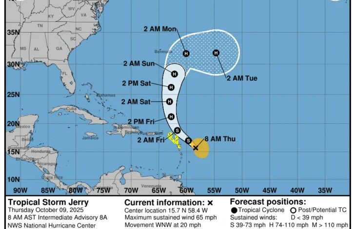 ¿La tormenta Jerry amenaza con convertirse en huracán en el Atlántico?